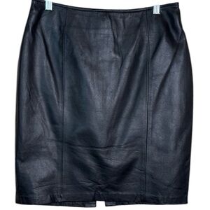 Croft & Barrow Lambskin Leather Black Pencil Skirt